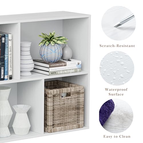 VDNEND Wooden Cube Storage Organizer with Closed Back Panel, 11in Cube Shelf Opening, Bookshelf, Display Shelf,Closet Cabinet for Home and Office (Embossed White, 5-Cube 35.98L*9.45W*24.09H) - color: Embossed White, size: 5-Cube 35.98L*9.45W*24.09H
