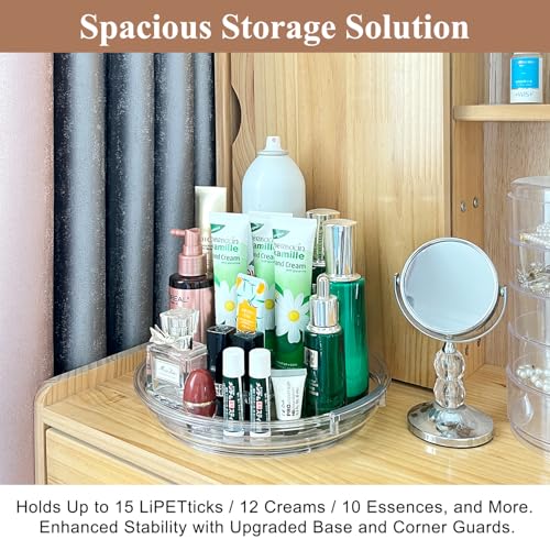 Clear Lazy Susan Organizer Turntable for Cabinet Table Top, 9.25 Inch 2 Pack 360 Rotating Spinning Makeup Organizer for Vanity, Kitchen Storage Rack Heavy-Duty Pantry Spices Tray Countertop Organizer - size: 9.25 inch 2 Pack