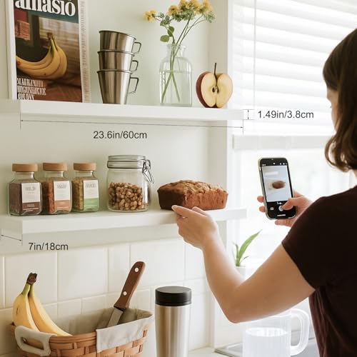 Floating Shelves for Wall, Bathroom Shelves Over Toilet, Wall Shelves & Book Shelf for Room, Hanging Shelf, Modern Wooden Mounted Floating Shelves, 24x7x1.5 in (White, Set of 2) - color: White, size: 24"(set of 2)