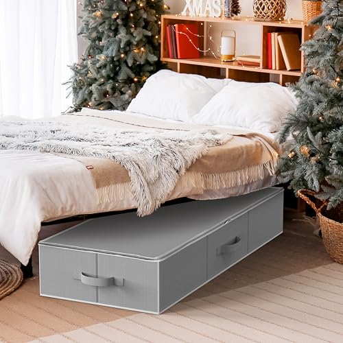 Simple Houseware 41.5" Wrapping Paper Storage Organizer - Fits 40 Rolls with Adjustable Straps, Interior Divider for Ribbons & Bows, 3 Clear Pockets for Gift Bags & Tools, 41.5''L x 16''W, Gray - color: Gray