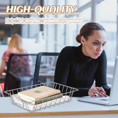 Yeaqee 6 Pcs Letter Tray Wire Paper Trays Stackable File Desk Organizer Metal File Paper Holder Basket for Desk Desktop Letter Storage for Office Home Classroom School(14'' x 10'' x 3'',Silver) - color: Silver, size: 14'' X 10'' X 3''