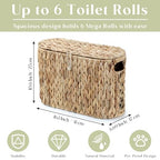 YANGQIHOME Toilet Paper Storage, Water Hyacinth Toilet Paper Storage with Lid, Papers Container for up to 6 Mega Rolls, Bathroom Basket Organizer - size: 6 Rolls