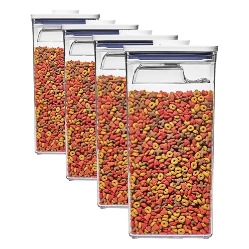OXO Good Grips Pet Food Container 6.0 Qt | Clear | Airtight Seal | With Half Cup Scoop | Pack of 4 - size: Pet POP 6.0 Qt (Pack of 4)
