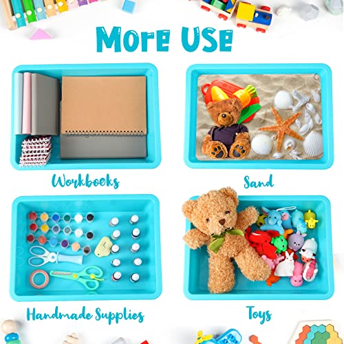 Kigley 6 Pcs Flat Storage Organizer Tray Bin Letter Size Paper Tray for Classroom Art Activity Plastic Stackable File Paper Organizer for Teacher Students School Office Book Organization