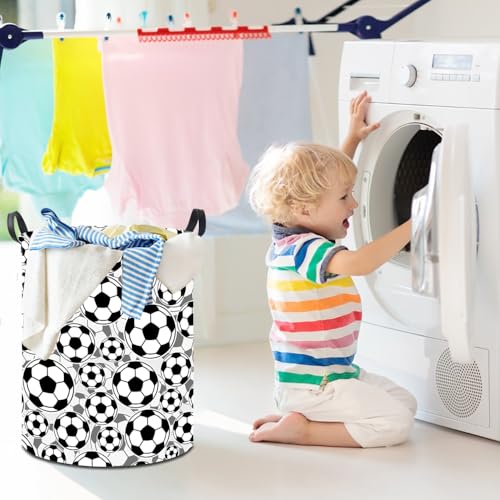 19.7" Football Laundry Basket,Kids Dirty Clothes Hamper,Waterproof Toys Storage Bin,Room Decor,Gift Baskets,Baby Nursery Hamper(Shadow Football) - color: Shadow Football