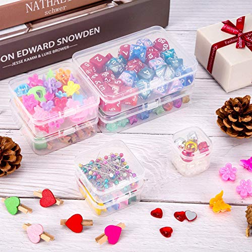 SATINIOR 48 Packs Clear Small Plastic Containers Transparent Storage Box with Hinged Lid for Small Items Crafts Jewelry (1.37 x 1.37 x 0.7 Inches) - size: 1.37 x 1.37 x 0.7 in