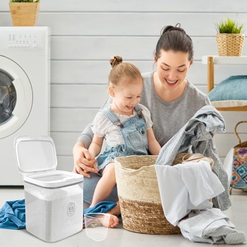 5.5L Laundry Detergent Dispenser with One-Press Lid Laundry Powder Container for Laundry Room Organization & Storage Pod and Airtight Dishwasher Pod Holder for Bead Powder, 1 Pack