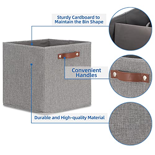 Temary Fabric Storage Cubes - 13 x 13 Collapsible Bins with Handles for Home Organization (Gray) - color: Grey, size: 13×13×13