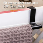 Cabinet Door Towel Bar - Single, Stainless Steel & Matte Black Over Cupboard Door Towel Holder - color: Black - 1 Pack
