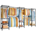 M2 Expandable Clothes Rack, Large Clothing Rack with 4 Extended Hanging Rods, Heavy Duty Garment Racks for Reach-in Closet System, Black Closet Extandable from 8'4"-11'2", Max Load 1000LBS - color: Black