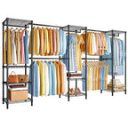M2 Expandable Clothes Rack, Large Clothing Rack with 4 Extended Hanging Rods, Heavy Duty Garment Racks for Reach-in Closet System, Black Closet Extandable from 8'4"-11'2", Max Load 1000LBS - color: Black