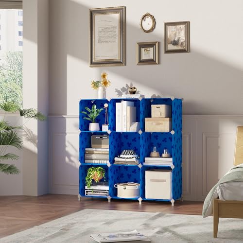 UNKU Cube Storage Organizer, 10 Cube Closet Organizer Storage Shelves, DIY Stackable Bookcase, Clothes Organizer Shelf for Closet, Bedroom, Living Room, Cabinet, Home, Office, Blue - color: Blue, size: 10cube