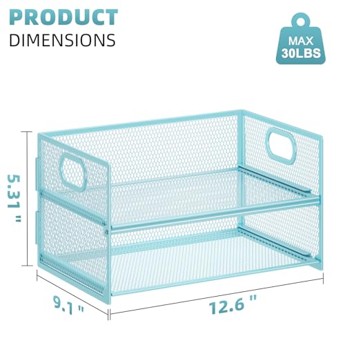 Marbrasse 2 Tier Paper Organizer Letter Tray, Mesh File Organizer with Handle, Paper Sorter Desk Organizer for Home Office Supplies - 2P Blue - color: 2p Blue