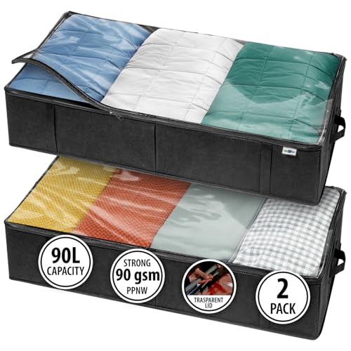 StorageExpert Closet Organizers and Storage - Maximize Space with Under Bed Storage Containers & Clothes Storage - Ideal Closet Organizer, Toy Storage Organizer & Underbed Storage (Black, 2 Pack) - color: Black, size: 2 Pack
