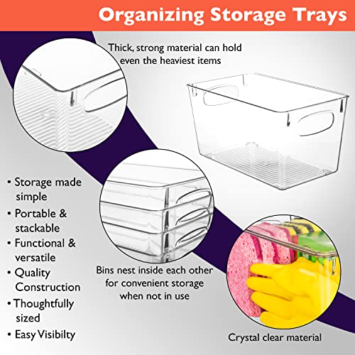 ClearSpace Clear Plastic Storage Bins – Perfect Kitchen Organization and Storage or Pantry Storage – Fridge Organizer, Pantry Organization and Clear Storage Bins, Cabinet Organizers - size: 4 Pack