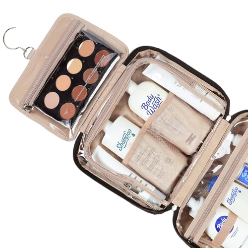 NISHEL Travel Toiletry Bag for Women, Makeup Essentials Organizer, Hanging Case for Accessories, Cosmetics, Large Size, Black - color: Black, size: Large