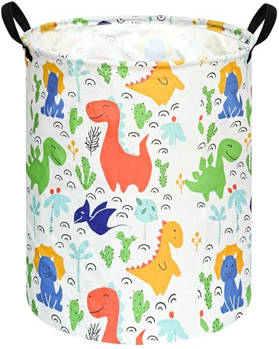 KUNRO Kids Laundry Hamper Clothes Gift Basket Storage Laundry Baskets Organizer Bin with Handles for Nursery Room (Baby Dino) - color: dino-baby