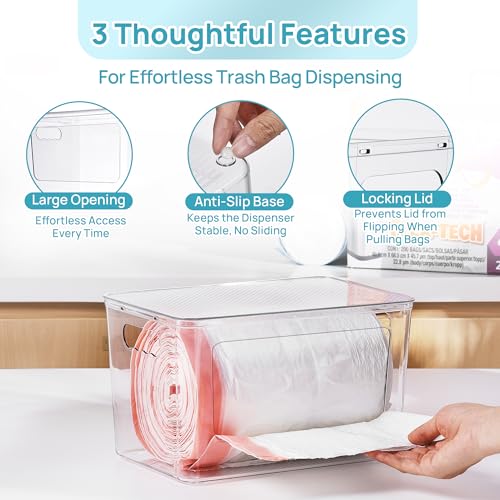 Vtopmart 2 Pack Trash Bag Holder, Stackable Garbage Bag Dispenser for 13/30/33 Gallon Bags, Clear Organizer Bins for Under Kitchen Sink, Laundry Room Organization and Storage - size: 2 Pack