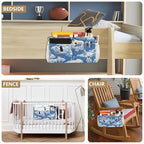 Bedside Caddy Hanging Bunk Bed Caddy Bed Organizer Hanging Pocket with 2 Hooks Bedside Storage Organizer Pocket Bag Holder Blue Penguins Ice Floes Snow Water - color: Blue Penguins Ice Floes Snow Water