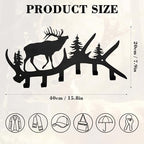Elk Antler Key Holder Wall Mount – Rustic Key Rack for Wall with Hooks, Black Metal Deer Key Hanger, Wall-Mounted Key & Coat Hooks for Entryway, Cabin or Mudroom - color: Elk Antler