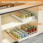 Adjustable Can Organizer for Pantry, Pull-Out Pantry Organizers and Storage, Soda Can Organizer - Great for Pantry, Kitchen Cabinet & Countertop (16.5" L x 12.2" W x 2.8" H (Adjustable Width))