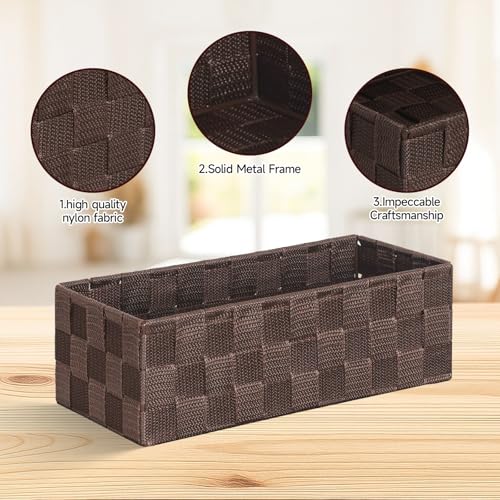 Posprica Woven Baskets, Storage Baskets for Organizing (Set of 8), Cube Baskets Bin Container Matching Storage Boxes Organizers for Pantry, Office, Shelves, Media-room - color: Brown-8pcs