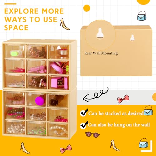 Wenqik 2 Pcs Mini Storage Drawers Teacher Toolbox Organizer with 9 Clear Drawers Small Plastic Desktop Teacher Desk Craft Organizer for Classroom Office 7" x 3. 9" x 4. 7"(Yellow) - color: Yellow