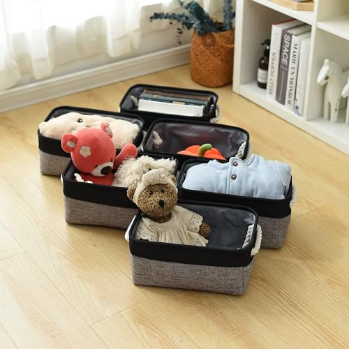 TheWarmHome Storage Basket for Organizing - 12x8x5.2 inch 1 Pack Fabric Storage Cubes, Baskets for Gifts Empty for Closet Organizer Dog Gift Cloth Toy (Grey & Black) - color: Black&Grey, size: Small -11.8Lx7.9Wx5.2H