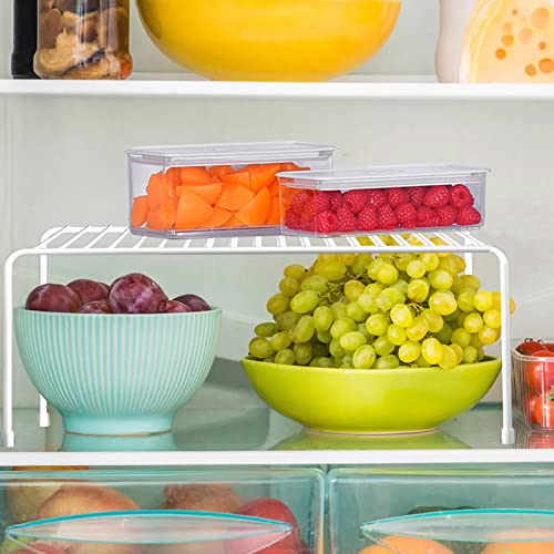 Orgneas Expandable Cabinet Shelf Organizer, Rustproof Metal Shelf Riser Kitchen Counter Storage Organizer Rack for Fridge, Cabinet, Pantry and Bathroom with Scratch Resistant Feet - color: Expandable