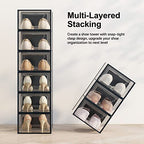SEE SPRING X-Large Shoe Storage Box Fit Size 11, Clear Plastic Stackable Shoe Organizer for Closet, Space Saving Foldable Shoe Rack Sneaker Container Bin Holder, 15 Pack Black
