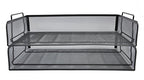 EASEPRES 2 Pack Stackable Desk Paper Tray, Metal Mesh Desktop Document Letter File Organizer for Office Home School, 13.5'' L x 9.75'' W x 5.5'' H, Black - color: 2 Pack Black