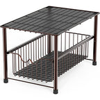 Deco Brothers Stackable Under Sink Organizer with Sliding Basket, Bronze - color: Bronze