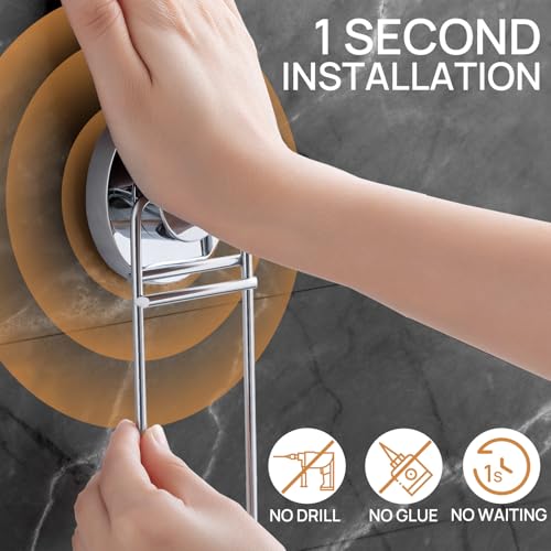 LEVERLOC Soap Dish Holder Suction Cup for Shower Wall Double Layer Drill-Free Waterproof Wall Mount Strong Suction Removable Bar Soap Sponge Holder for Bathroom Bathtub Kitchen, Chromed - style: 2 tiers Chrome