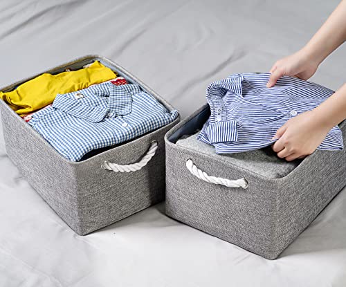 TheWarmHome Storage Bins - Medium 3 Pack Storage Baskets for Organizing Shelves | Fabric Storage Cubes Organizer for Linen Closet Nursery Home Decor Grey - color: Grey, size: 3PCS/Medium -13.8Lx9.8Wx6.7H