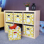MAX Houser Fabric Storage Bins Cubes Baskets Containers with Dual Plastic Handles for Home Closet Bedroom Drawers Organizers, Flodable, Set of 6 (Yellow) - color: 22 yellow