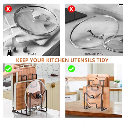 Multifunctional Cutting Board Organizer, Cutting Board Holder Rack Baking Cookie Pan Sheets Cooling Racks Storage Stand for Kitchen Cabinet -Divided Holder with 4 Slots (2PS Black) - color: 2Black