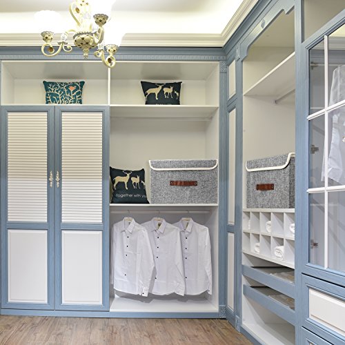 TYEERS Foldable Storage Boxes with Lids 5 Pack Fabric Storage Bins with Lids, Closet Organizers for Clothes Storage, Room Organization, Office Storage, Toys - Gray - color: Gray, size: 5-pcs 14.9x9.8x9.8 in