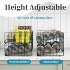 Sbanmao 2-Pack Stackable Can Organizer for Pantry, Adjustable Can Holder Rack for Canned Food Soda Drink Goods Storage up to 36 Cans Storage, 2 Tier, Black - size: 2-Tier 2-Pack