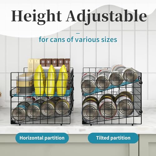 Sbanmao 2-Pack Stackable Can Organizer for Pantry, Adjustable Can Holder Rack for Canned Food Soda Drink Goods Storage up to 36 Cans Storage, 2 Tier, Black - style: Classic