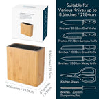 KITCHENDAO XL Bamboo Universal Knife Block Holder with Slots for Scissors and Sharpening Rod, Safe, Space Saver Knives Storage Stand Display without Knives, Unique Slot Design to Protect Blade - color: Bamboo Knife Block