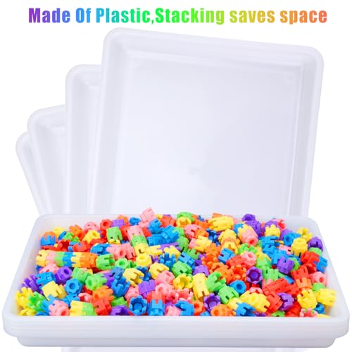 Hoteam 10 Pcs Flat Storage Organizer Tray Bin Paper Tray for Classroom Plastic Stackable File Organizer for School Office Teacher Book Organization(White,16.14 x 11.81 x 1.38 Inch) - color: White, size: 16.14 x 11.81 x 1.38 Inch