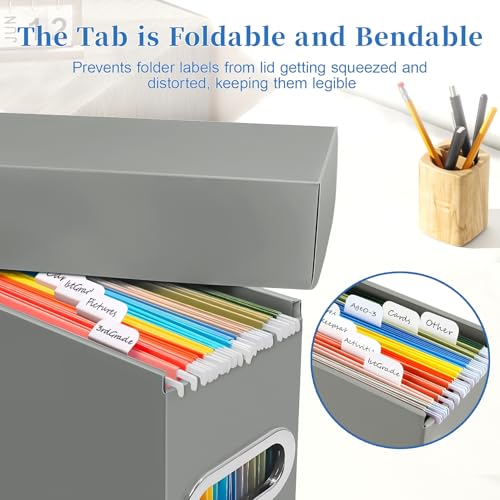 File Organizer Box with Lid & Handle, Thickened Cardboard Hanging File Folder Storage Boxes for Letter Size, Portable Filing Organizer for Office, Home, Classroom, Greige 2 Pack - color: Greige, size: 2 Pack