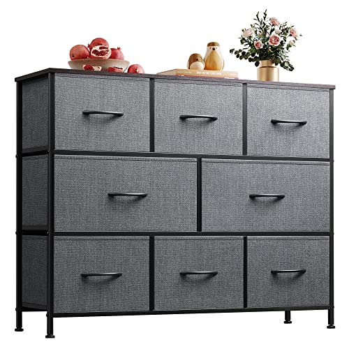 WLIVE 8 Drawer Dresser for Bedroom, Fabric Dresser with Large Storage Drawer Unit for Entryway, Chest of Drawers for Living Room, Dark Grey - color: Dark Grey, style: Large 8 Drawers