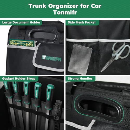 112L Large Capacity Car Trunk Organizer with 20L Insulated Fresh-Keeping Bag, Heavy-Duty 600D Waterproof Oxford Collapsible Storage for SUV, Sedan, Truck, 2 Securing Hooks & Reflective Strips - size: 112l (With Insulated Cooler)