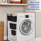 Picowe 3 PCS Magnetic Laundry Storage, Magnetic Storage Box for Laundry Room, Kitchen, Bathroom, Office, Space-Saving Trash Container Hanging on Dryer, Washer or Wall Mount Trash Bin (Black) - size: L+ M + S - Black