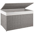 OIAHOMY Storage Basket with Lid, 27.7 Gallon (105L) Blanket Basket with Removable Separated Liner Bag, Paper Rope Hamper with Handle, Foldable, Shelf Basket for Living Room, Grey - color: Grey