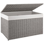 OIAHOMY Storage Basket with Lid, 27.7 Gallon (105L) Blanket Basket with Removable Separated Liner Bag, Paper Rope Hamper with Handle, Foldable, Shelf Basket for Living Room, Grey - color: Grey