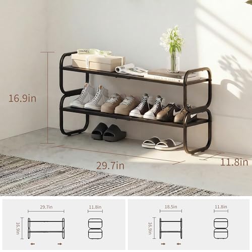 Hardware and Spare Parts Shoe Rack - Expandable Shoe Organizer for Closet, Adjustable Metal Shoe Shelf Storage, Stackable Long Shoe Stand Holder for Garage, Entryway