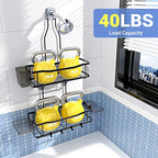 Aitatty Hanging Shower Caddy Bathroom Organizer: Rustproof Shower Shelf Racks Over Shower Head - No Drilling Inside Bath Shower Rack Shelves Over Showerhead for Shampoo with Soap Holder Black - color: Black