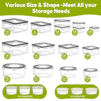42 PCS Food Storage Containers with Lids (21 Containers & 21 Lids) - Reusable Plastic Food Containers for Kitchen Storage and Organization BPA-Free Leakproof Meal Prep Container with Labels & Pen